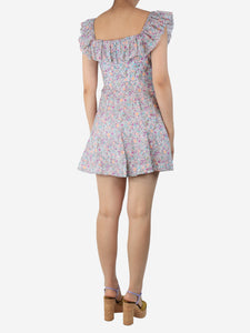Zimmermann Multicolour Carnaby ruffle-neck mini dress - size UK 10