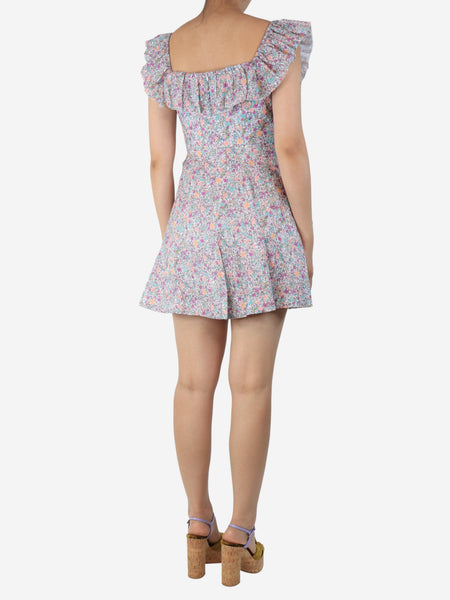 Multicolour Carnaby ruffle-neck mini dress - size UK 10 alternate image