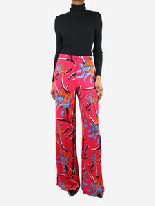 Diane Von Furstenberg Pink floral printed trousers - size UK 6