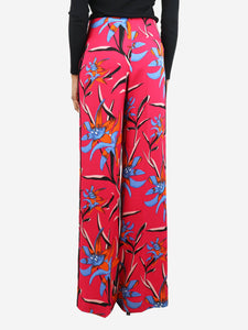 Diane Von Furstenberg Pink floral printed trousers - size UK 6