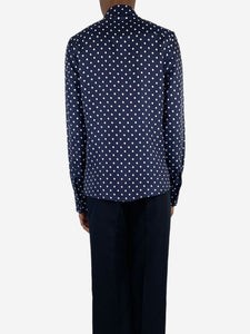 Gabriela Hearst Navy blue polka dot pleated shirt - size UK 6