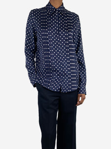 Gabriela Hearst Navy blue polka dot pleated shirt - size UK 6