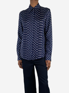 Gabriela Hearst Navy blue polka dot pleated shirt - size UK 6