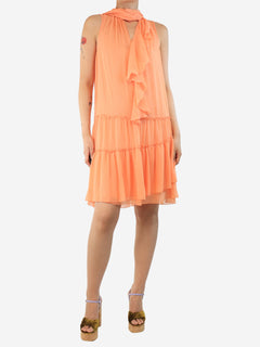 Salmon tiered chiffon midi dress - size UK 10 Dresses See By Chloe 