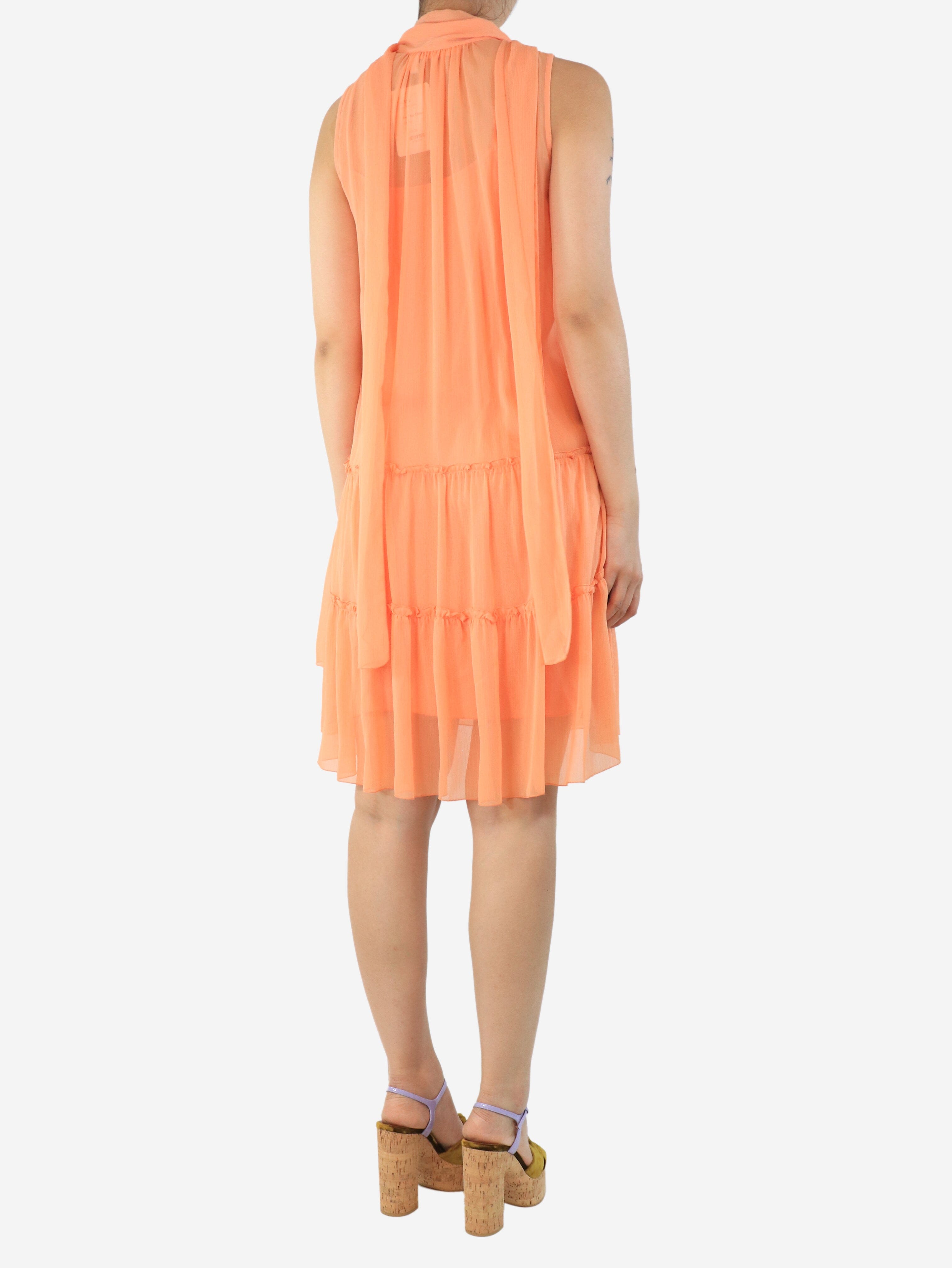 Salmon tiered chiffon midi dress - size UK 10 Dresses See By Chloe 
