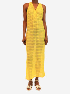 Yellow crochet sleeveless midi dress - size S