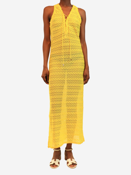 Yellow crochet sleeveless midi dress - size S product image