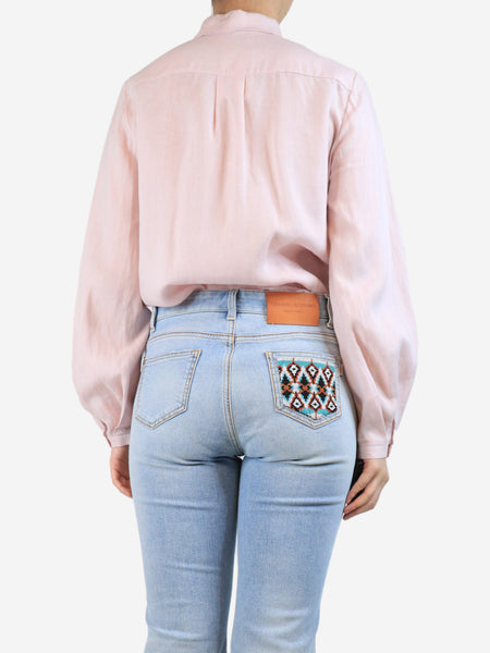 Pink linen blouse - size UK 8 alternate image
