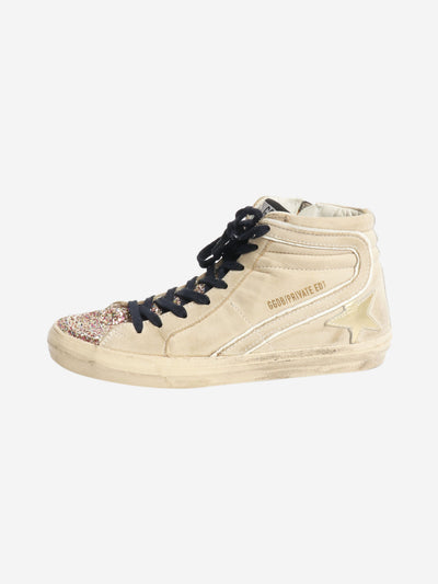 Beige glittery front star trainers - size EU 38 Trainers Golden Goose 