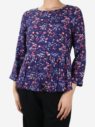 Blue floral peplum blouse - size US 4 Tops Rebecca Taylor