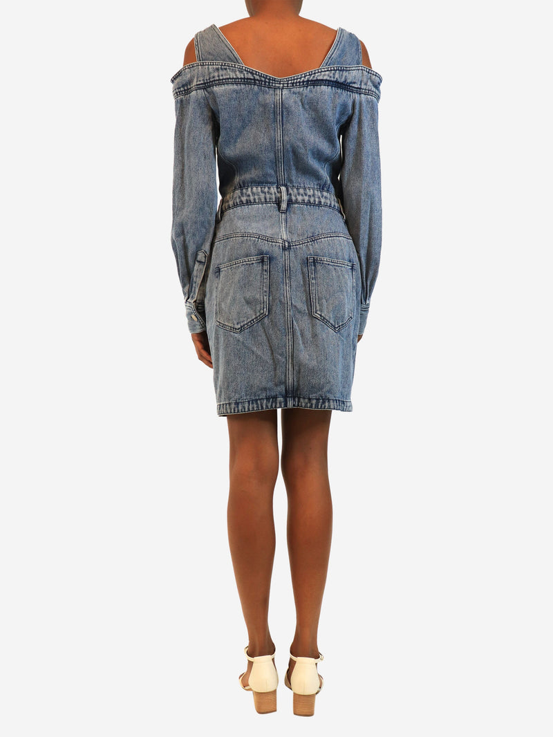 Blue denim cold shoulder mini dress