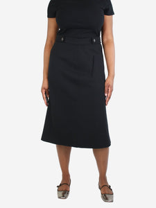 Prada Black A-line wool midi skirt - size UK 14