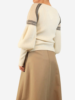 Cream Cosetta jacquard-knit sweater - size Knitwear Max Mara 