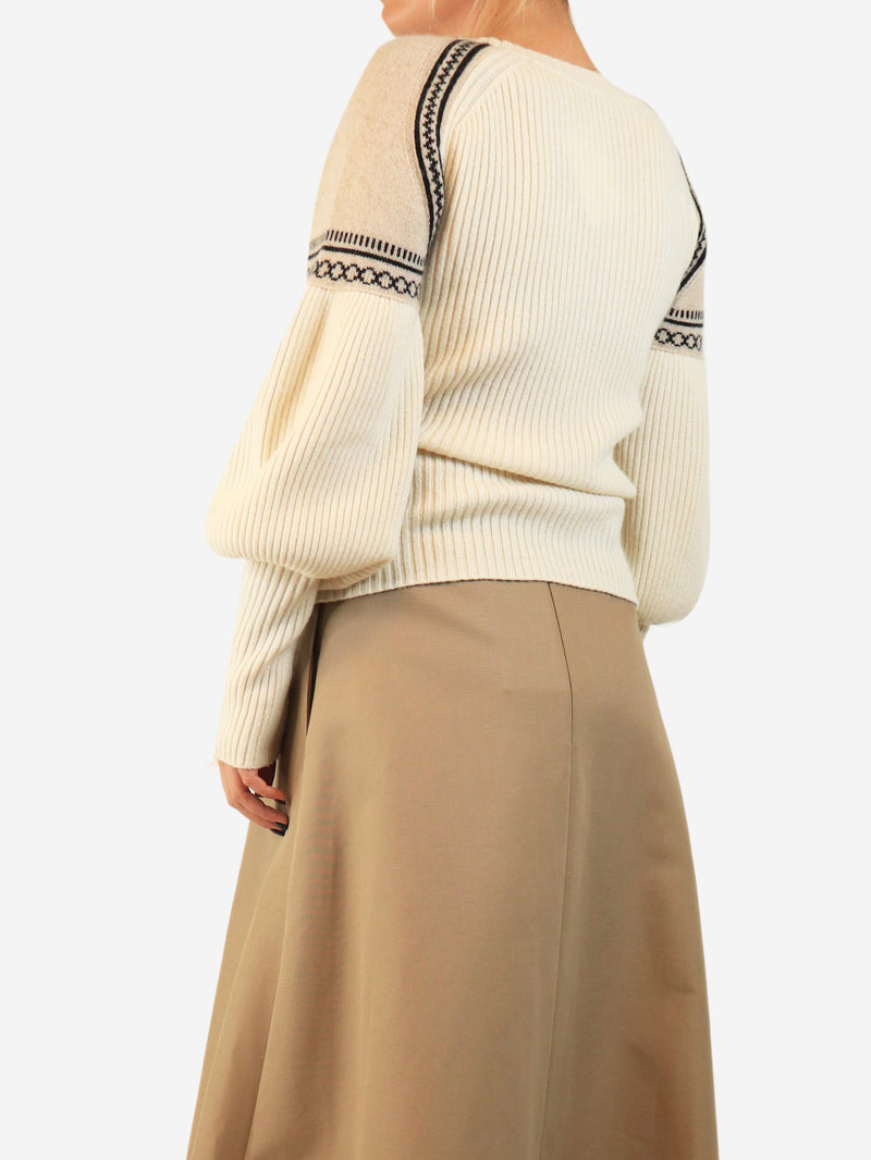 Cream Cosetta jacquard-knit sweater - size Knitwear Max Mara 