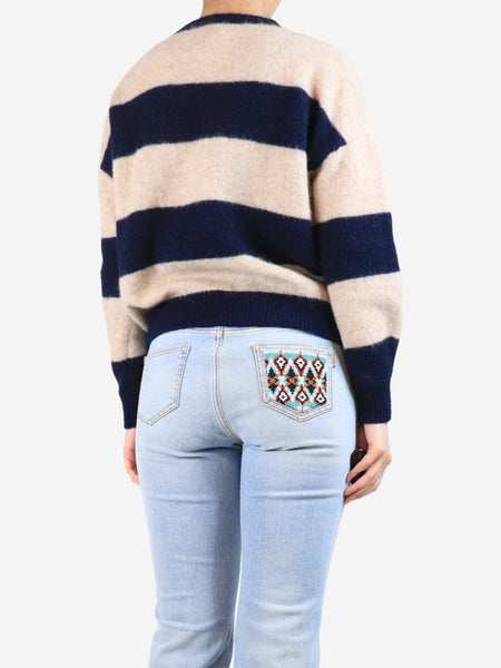 Neutral and navy striped jumper alternate image