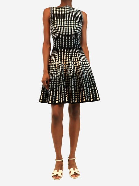 Blue sleeveless polka-dot dress - size UK 10 product image