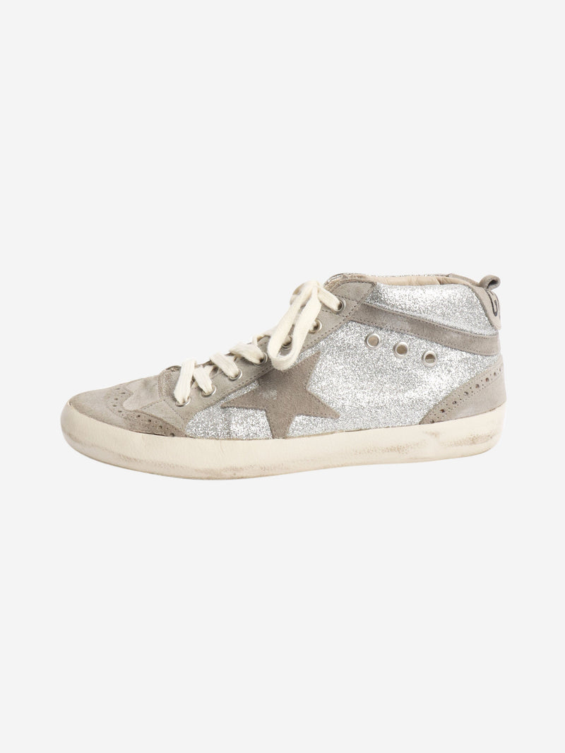 Silver glittery mid-rise trainers - size EU 39 Trainers Golden Goose 