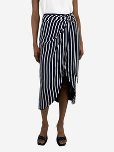 Jonathan Simkhai Blue striped wrap-front midi skirt - size UK 6