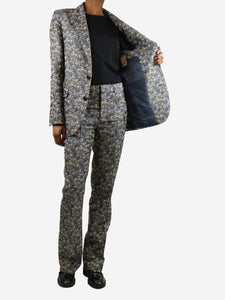 Zadig & Voltaire Blue floral jacquard two-piece suit set - size UK 8