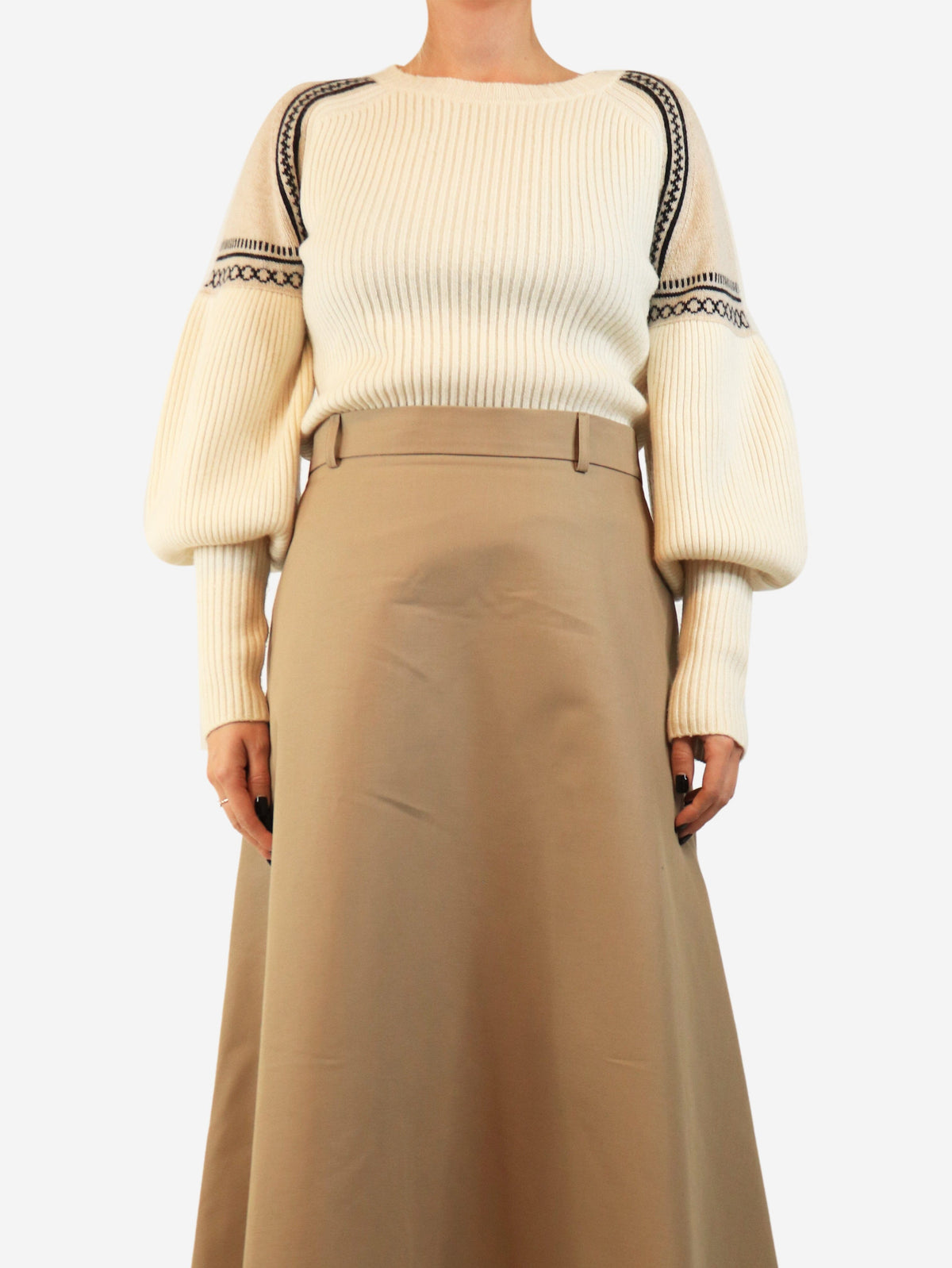 Cream Cosetta jacquard-knit sweater - size Knitwear Max Mara 