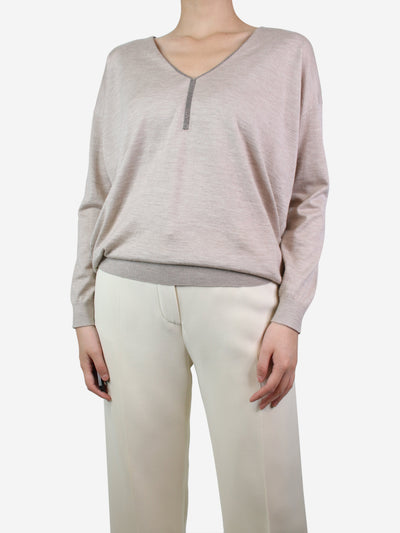 Beige bejewelled cashmere-blend sweater - size M Knitwear Brunello Cucinelli 