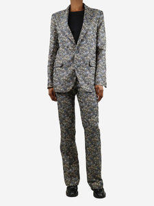 Zadig & Voltaire Blue floral jacquard two-piece suit set - size UK 8