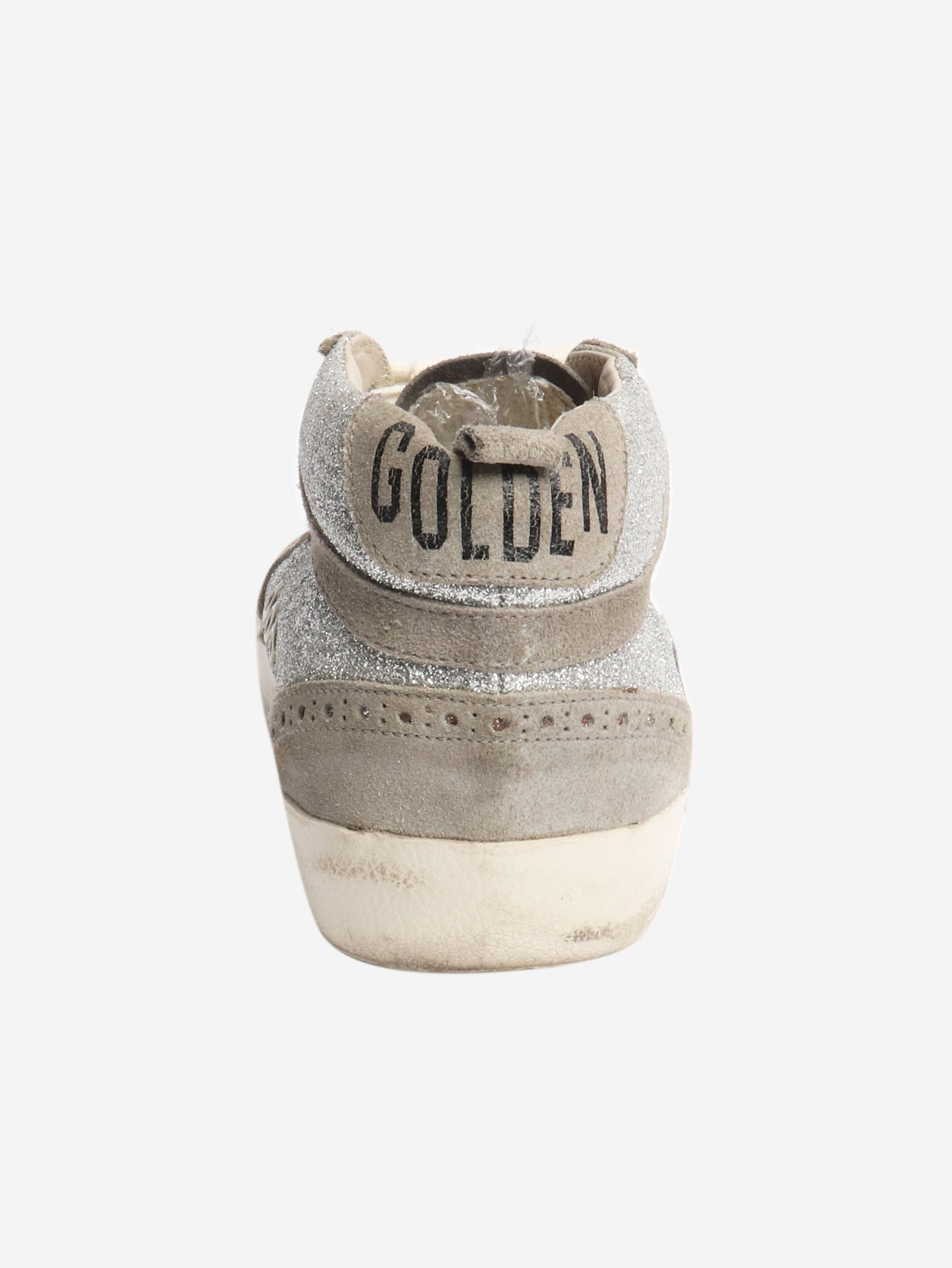 Silver glittery mid-rise trainers - size EU 39 Trainers Golden Goose 