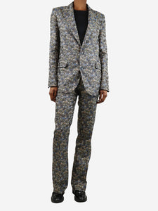 Zadig & Voltaire Blue floral jacquard two-piece suit set - size UK 8