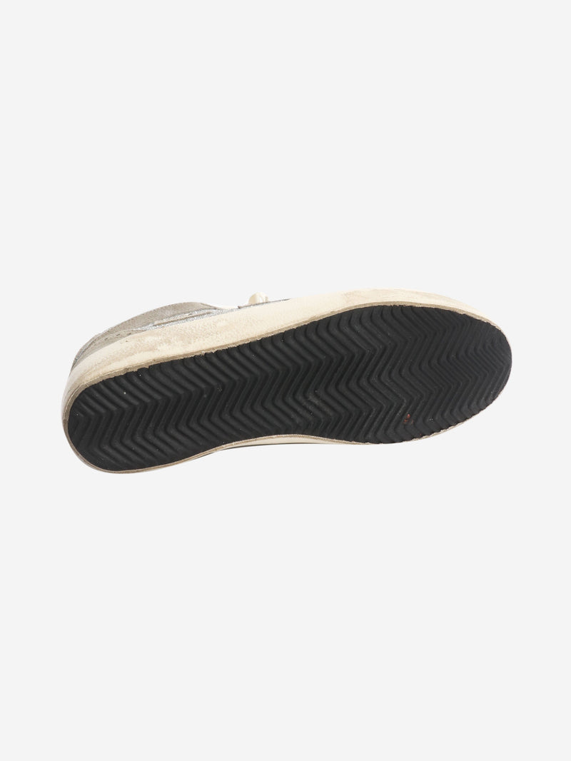 Silver glittery mid-rise trainers - size EU 39 Trainers Golden Goose 