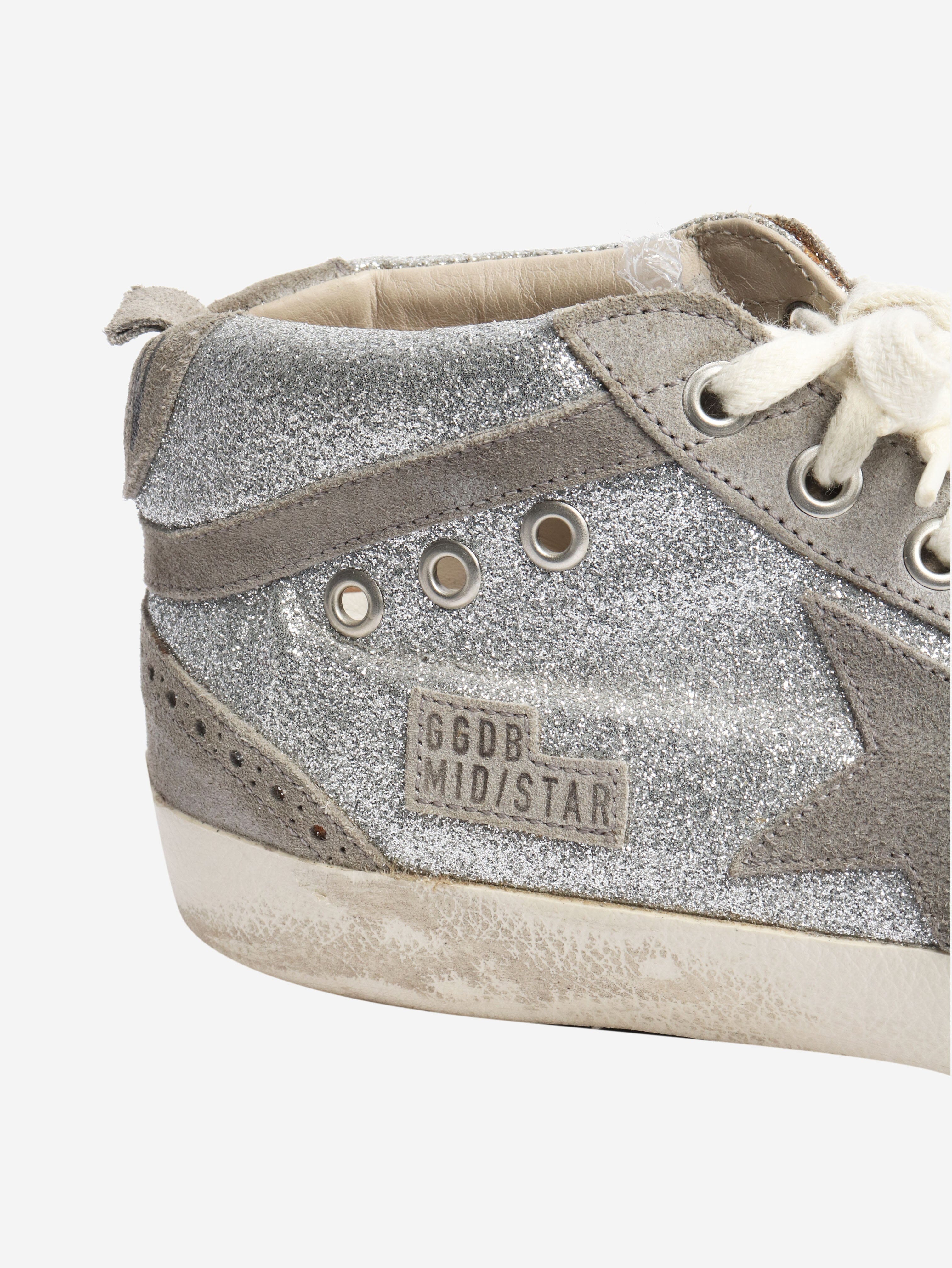 Silver glittery mid-rise trainers - size EU 39 Trainers Golden Goose 