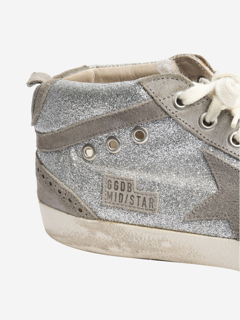 Silver glittery mid-rise trainers - size EU 39 Trainers Golden Goose 
