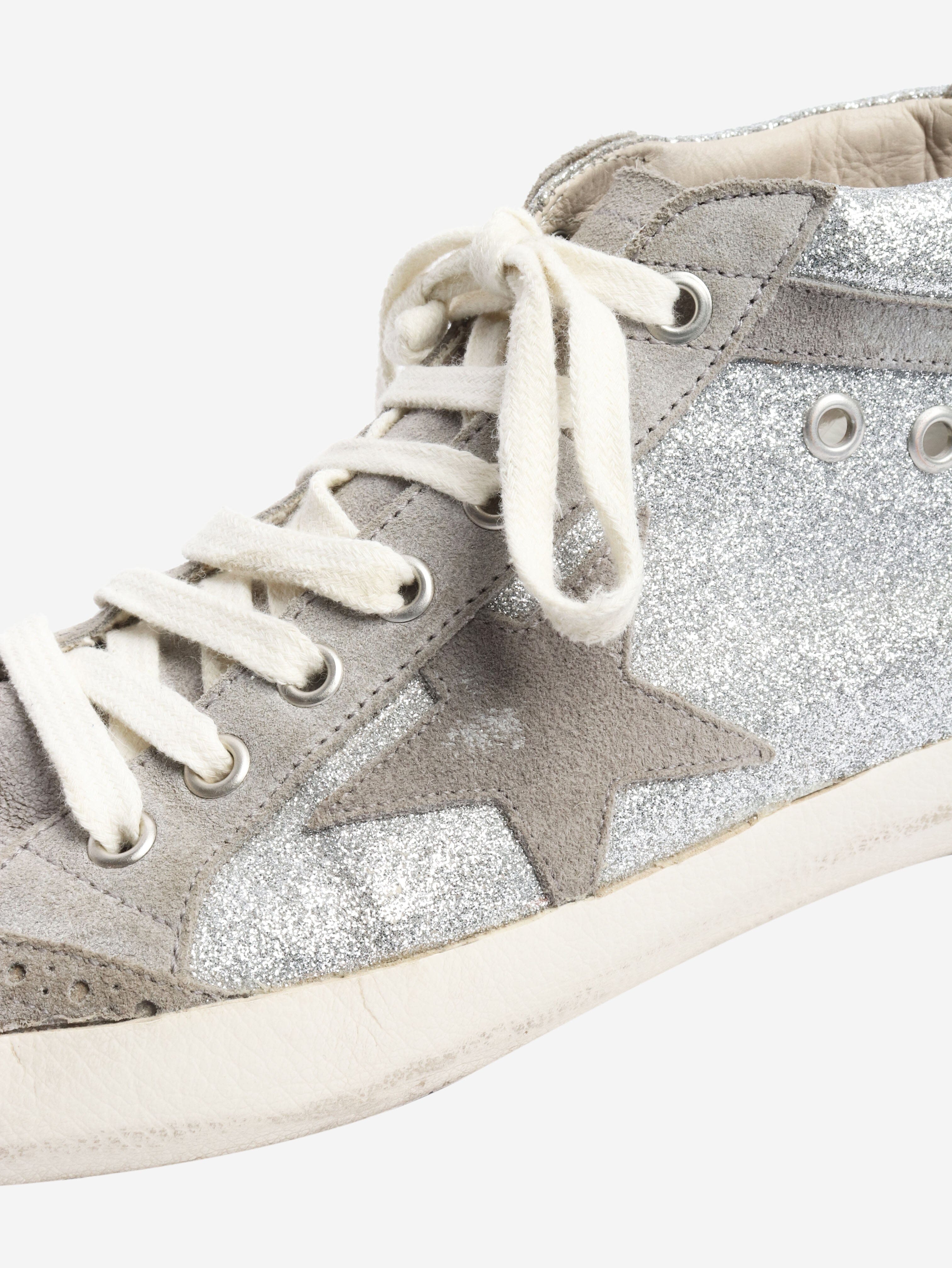 Silver glittery mid-rise trainers - size EU 39 Trainers Golden Goose 