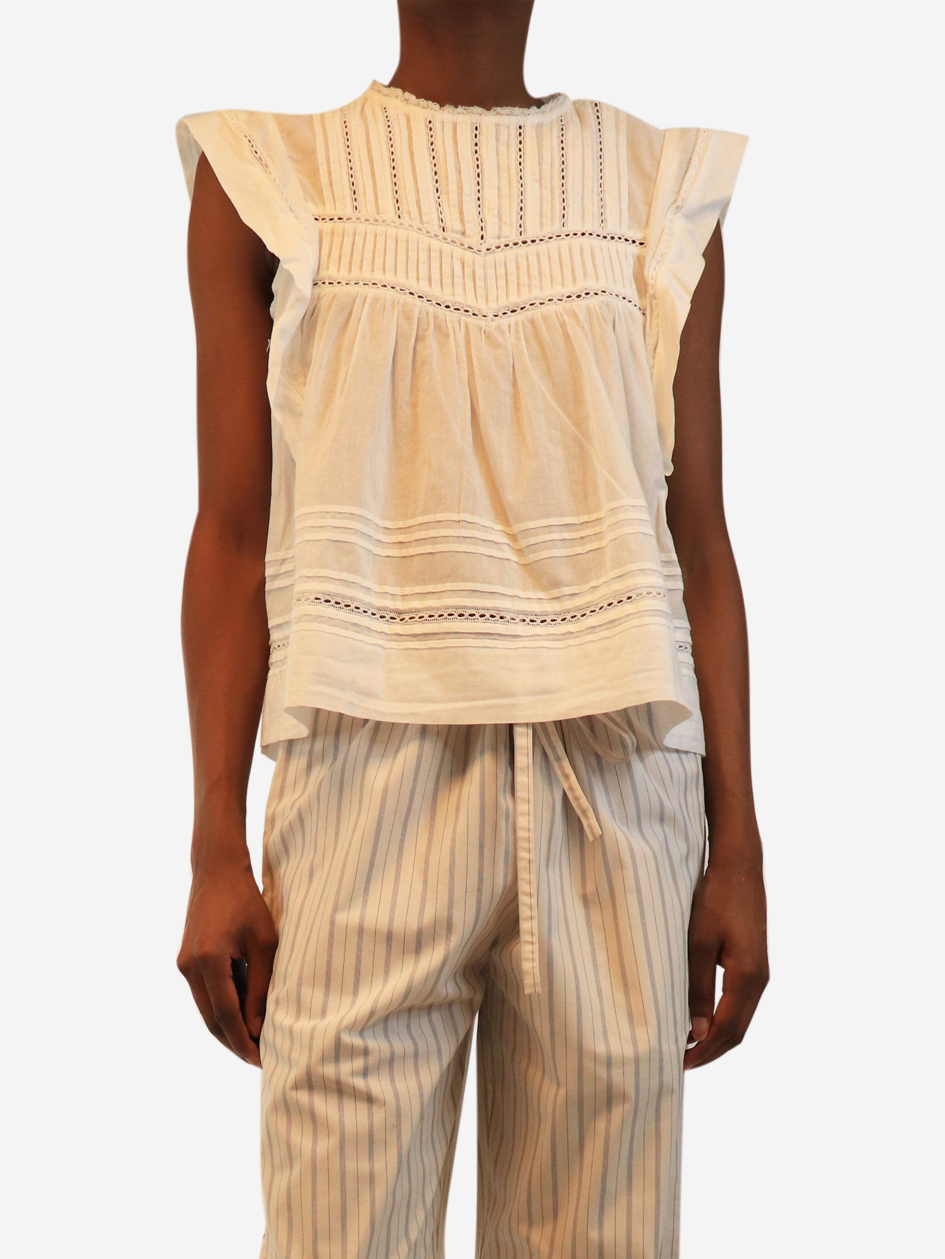 White Mirabelle cotton blouse - size UK 6 Tops Skall Studio 