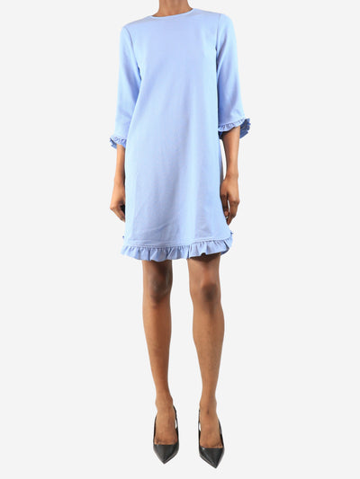 Blue ruffled crepe mini dress - size UK 4 Dresses Ganni 