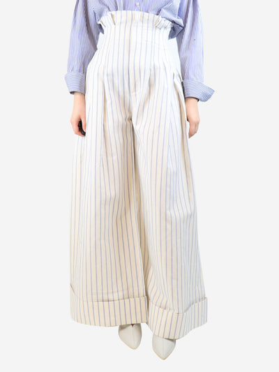 Cream striped wide-leg trousers - size UK 8 Trousers Jacquemus 