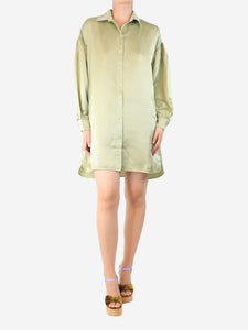 Olivia Von Halle Olive green silk shirt dress - size S