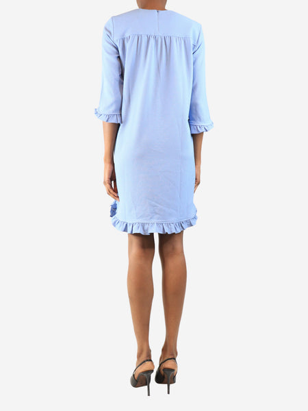 Blue ruffled crepe mini dress - size UK 4 alternate image
