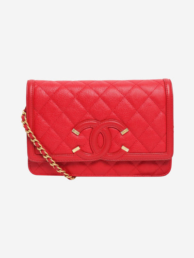 Red 2018 caviar Filigree Wallet on Chain Cross-body bags Chanel 