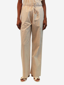 White and grey Hypnosta striped wide-leg pants - size UK 4 Trousers The Row 