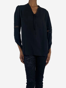 Derek Lam Black lace-trimmed blouse - size UK 4