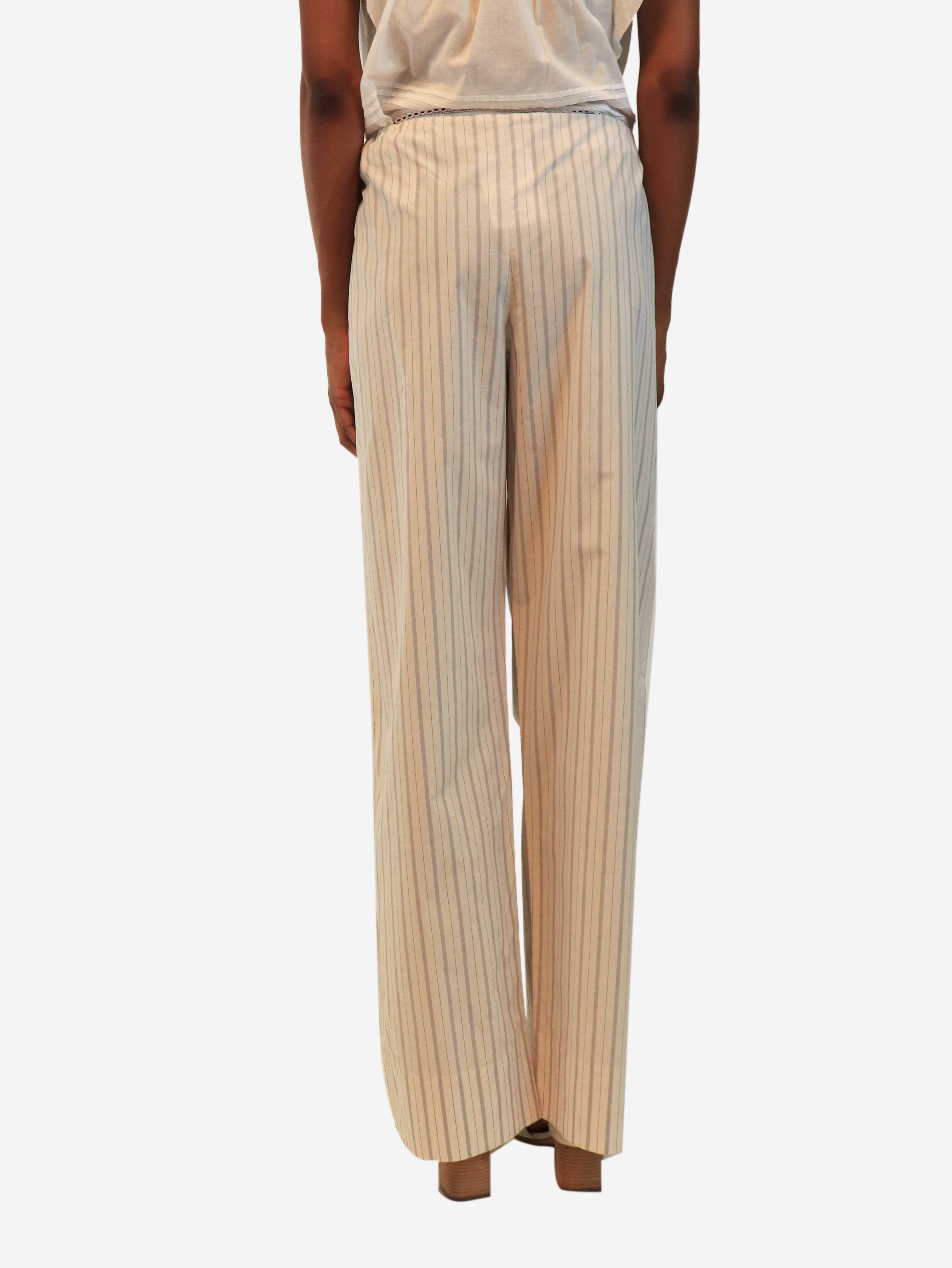 White and grey Hypnosta striped wide-leg pants - size UK 4 Trousers The Row 