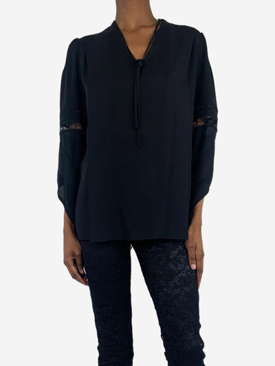 Black lace-trimmed blouse - size UK 4 Tops Derek Lam 