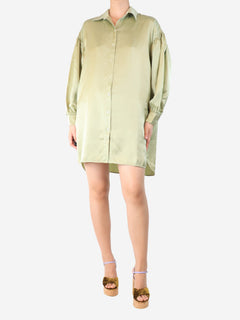Olive green silk shirt dress - size S Dresses Olivia Von Halle 