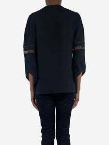 Derek Lam Black lace-trimmed blouse - size UK 4