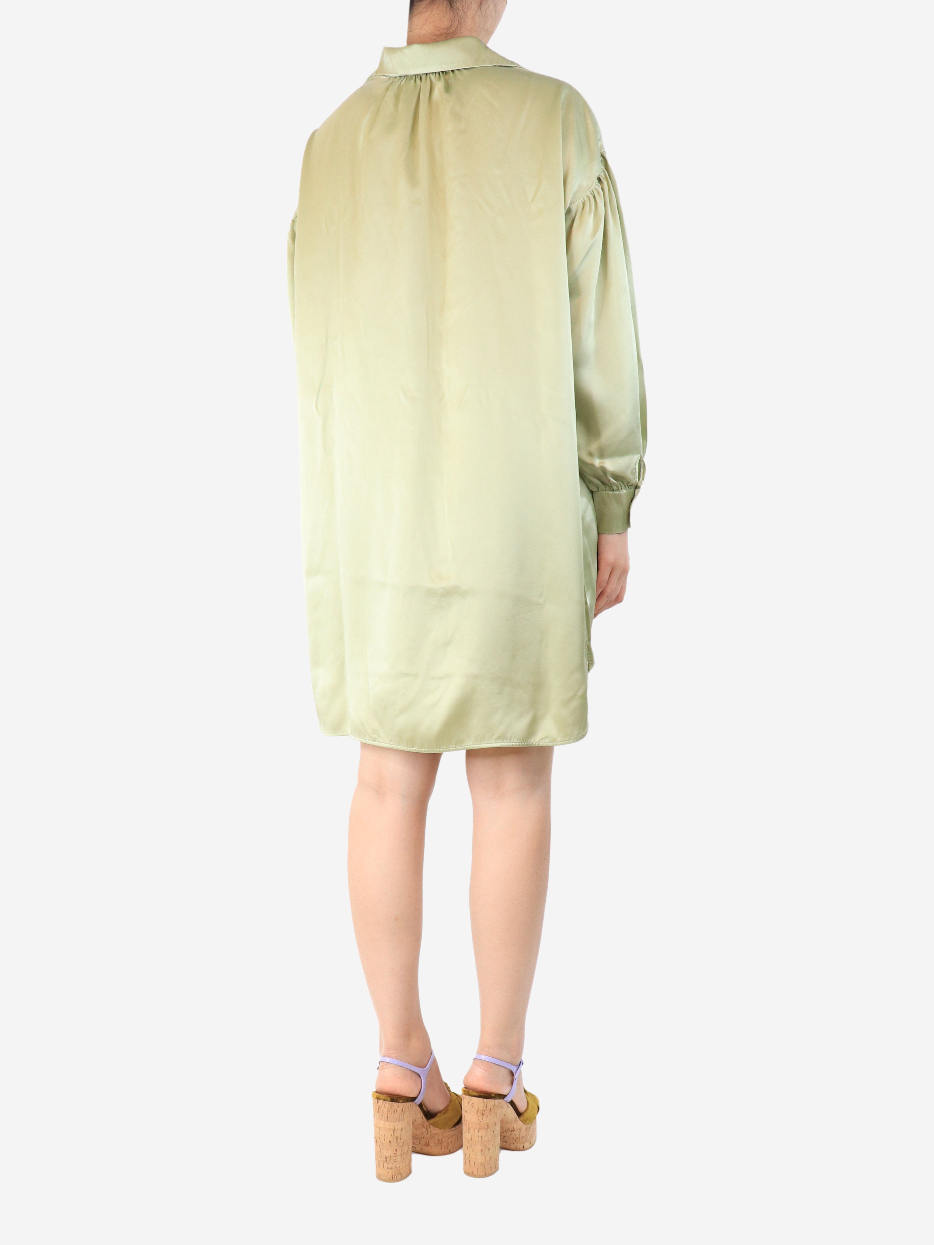 Olive green silk shirt dress - size S Dresses Olivia Von Halle 