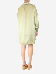 Olivia Von Halle Olive green silk shirt dress - size S