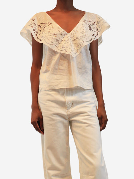 White cotton lace top - size UK 4 product image