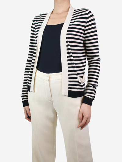 Cream and black striped pocket cardigan - size UK 10 Knitwear Chanel 
