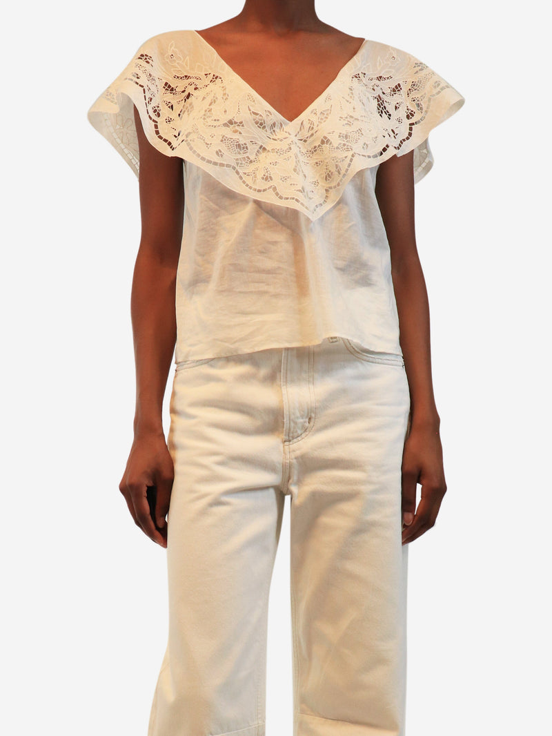 White cotton lace top - size UK 4 Tops Ralph Lauren 