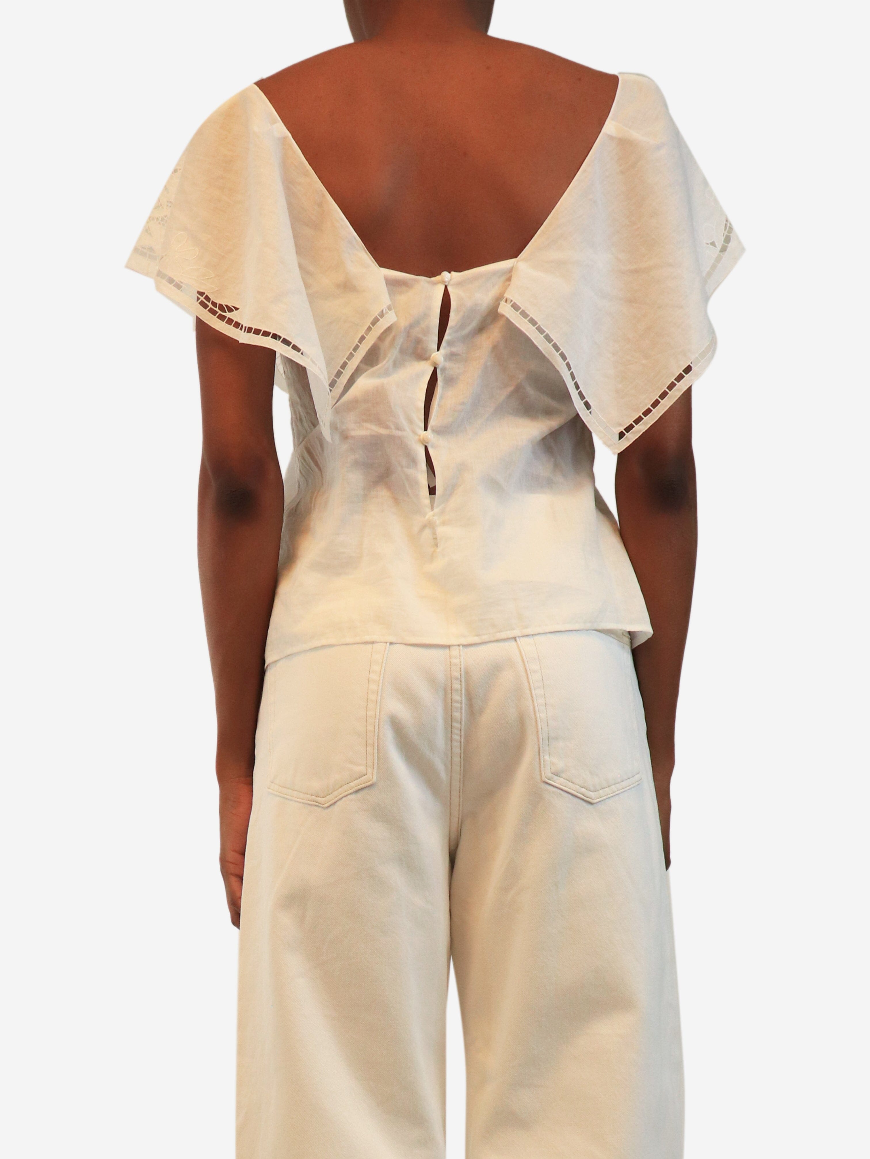 White cotton lace top - size UK 4
